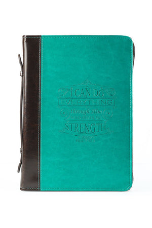 Philippians 4:13 Turquoise LuxLeather Large Bible Cover - Wholesale Accessory Market