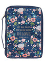 Done in Love Navy Floral Large Bible Cover - Wholesale Accessory Market