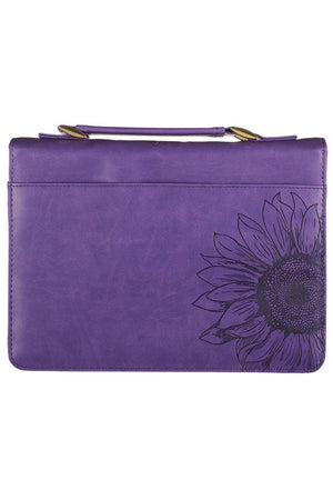 Purple Sunflower Strength & Dignity LuxLeather Large Bible Cover - Wholesale Accessory Market