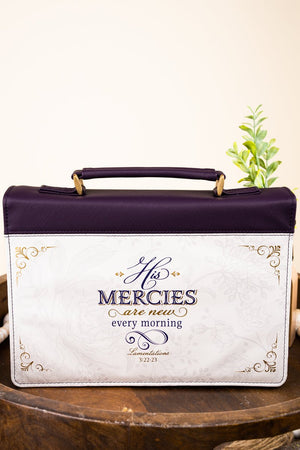 His Mercies Are New Dark Amethyst LuxLeather Large Bible Cover - Wholesale Accessory Market