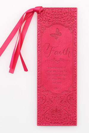 Hebrews 11:1 'Faith' Pink LuxLeather Page Marker - Wholesale Accessory Market