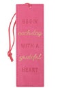 Begin Each Day with a Grateful Heart Pink Faux Leather Page Marker - Wholesale Accessory Market