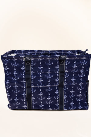 NGIL Nautical By Nature Collapsible Double Haul-It-All Basket with Mesh Pockets and Lid - Wholesale Accessory Market