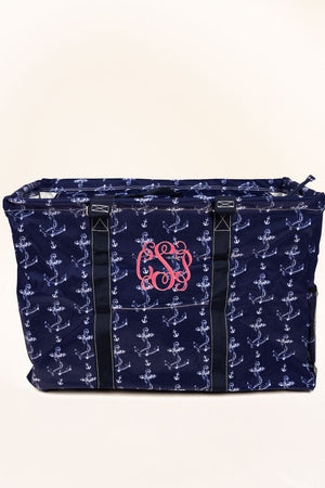 NGIL Nautical By Nature Collapsible Double Haul-It-All Basket with Mesh Pockets and Lid - Wholesale Accessory Market