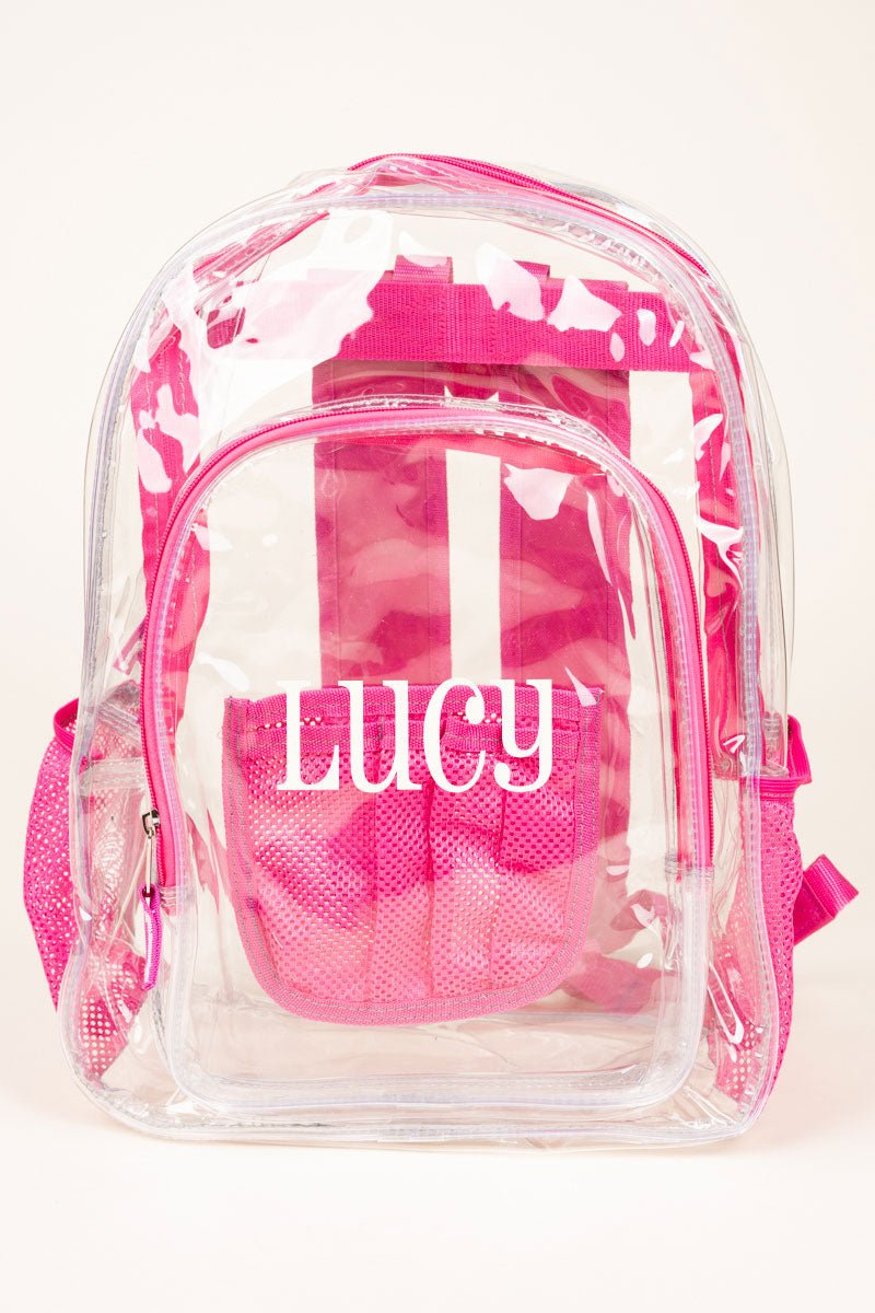 Clear backpack with pink trim Outlet