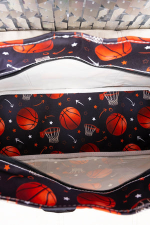 NGIL Shooting Hoops Utility Tote with Black Trim - Wholesale Accessory Market