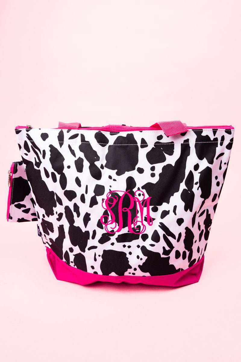 NGIL Deja Moo with Hot Pink Trim with Hot Pink Trim Tote Bag - Wholesale Accessory Market