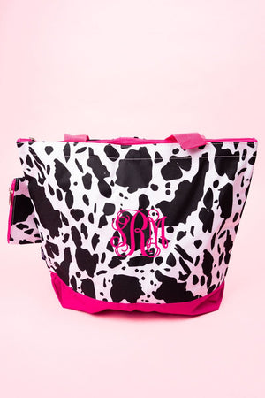 NGIL Deja Moo with Hot Pink Trim with Hot Pink Trim Tote Bag - Wholesale Accessory Market