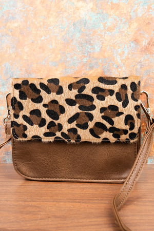 NGIL Square Deal Loni Leopard Taupe Gray Clutch - Wholesale Accessory Market