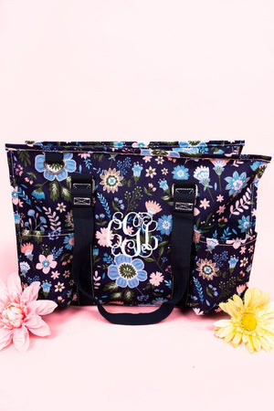 NGIL Summer Meadow Utility Tote with Navy Trim - Wholesale Accessory Market