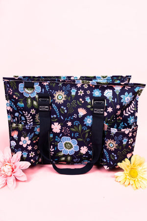 NGIL Summer Meadow Utility Tote with Navy Trim - Wholesale Accessory Market