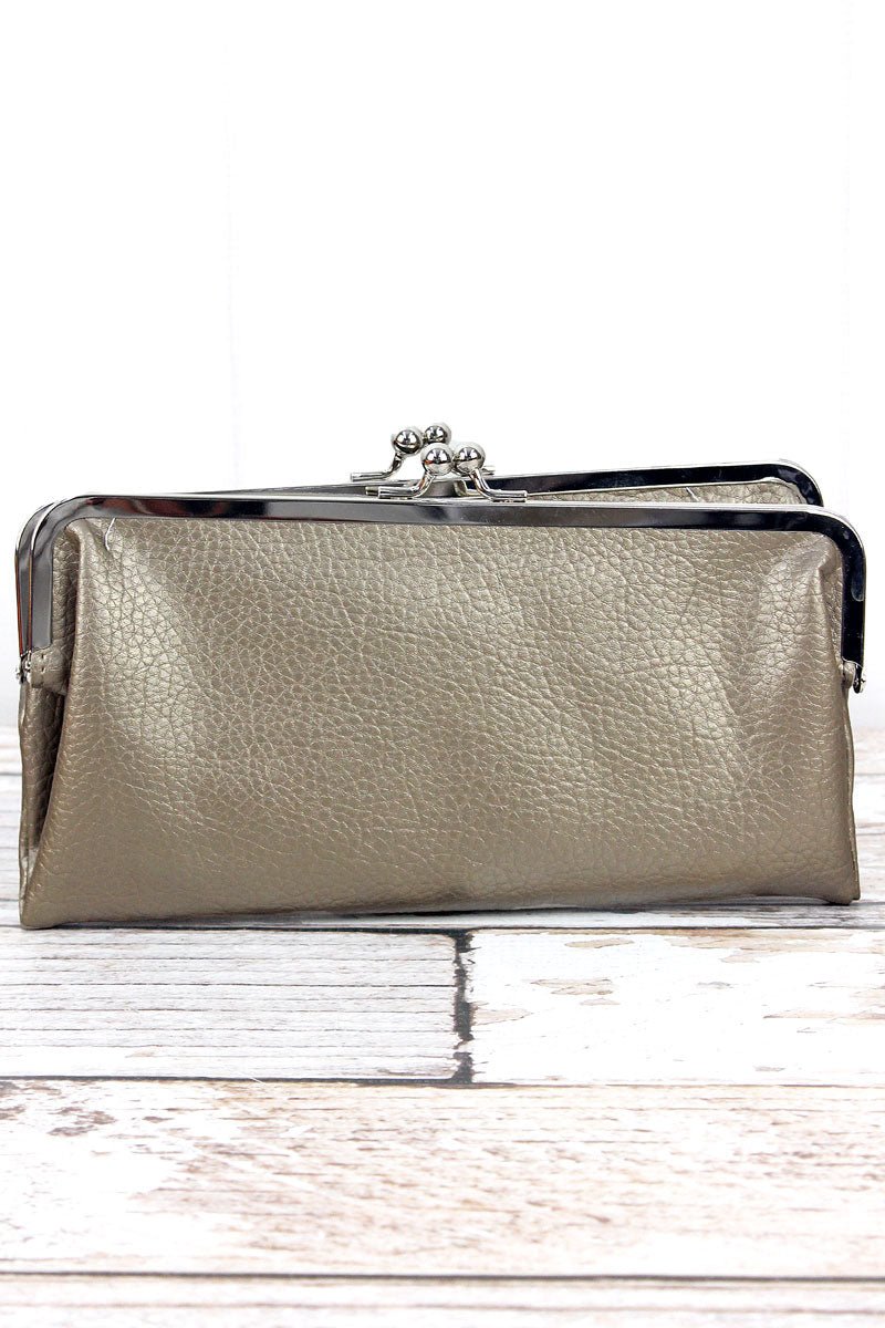 NGIL Twice as Nice Clutch Wallet in Dark Silver - Wholesale Accessory Market