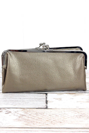 NGIL Twice as Nice Clutch Wallet in Dark Silver - Wholesale Accessory Market