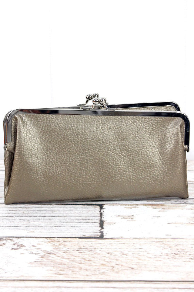 NGIL Twice as Nice Clutch Wallet in Dark Silver - Wholesale Accessory Market