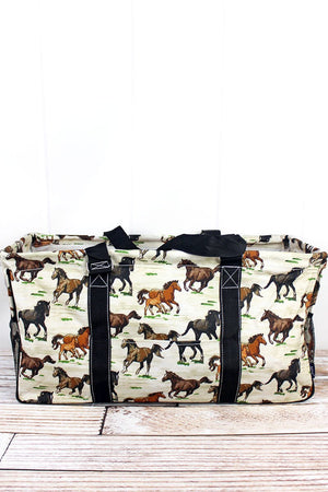 NGIL Wild Horses Collapsible Haul-It-All Basket with Mesh Pockets - Wholesale Accessory Market
