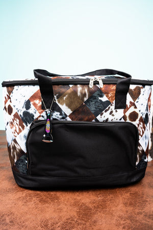 NGIL Patchwork Patsy and Black Cooler Tote with Lid - Wholesale Accessory Market