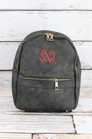 NGIL Dark Gray Faux Leather Small Backpack - Wholesale Accessory Market