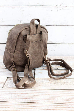 NGIL Taupe Gray Faux Leather Small Backpack - Wholesale Accessory Market