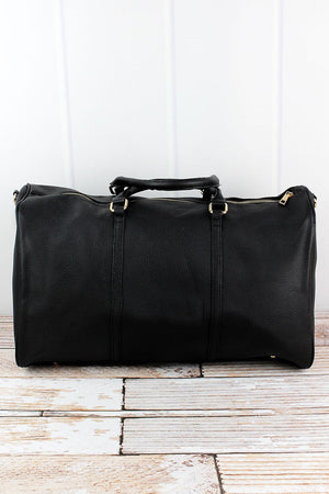 NGIL Black Faux Leather Weekender Duffle Bag - Wholesale Accessory Market