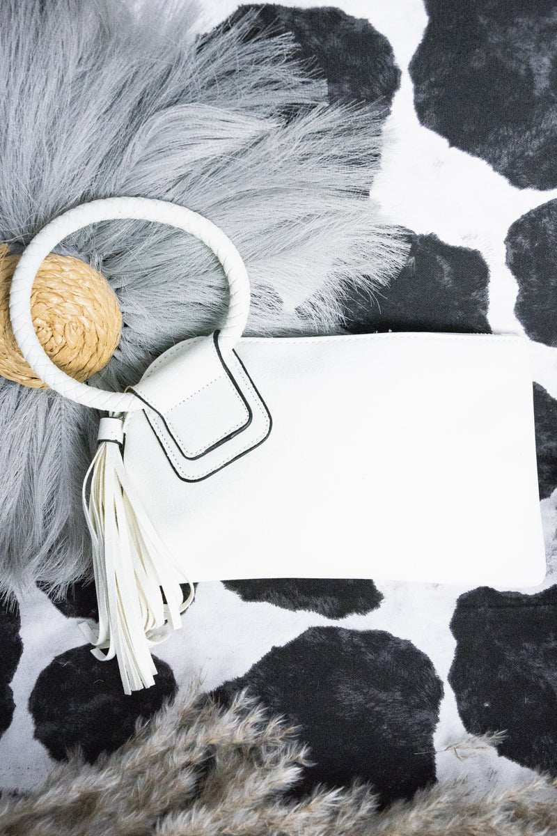 NGIL White Faux Leather Bangle Clutch - Wholesale Accessory Market