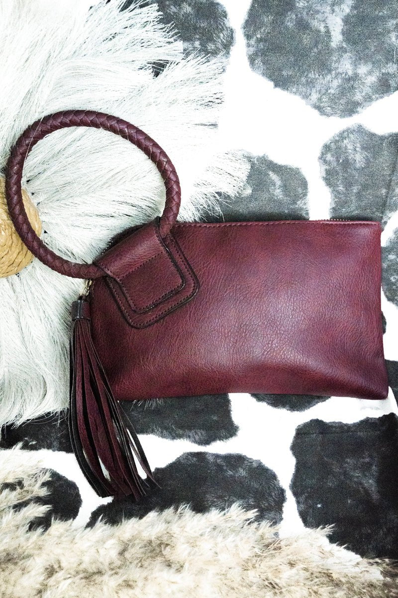NGIL Wine Faux Leather Bangle Clutch - Wholesale Accessory Market