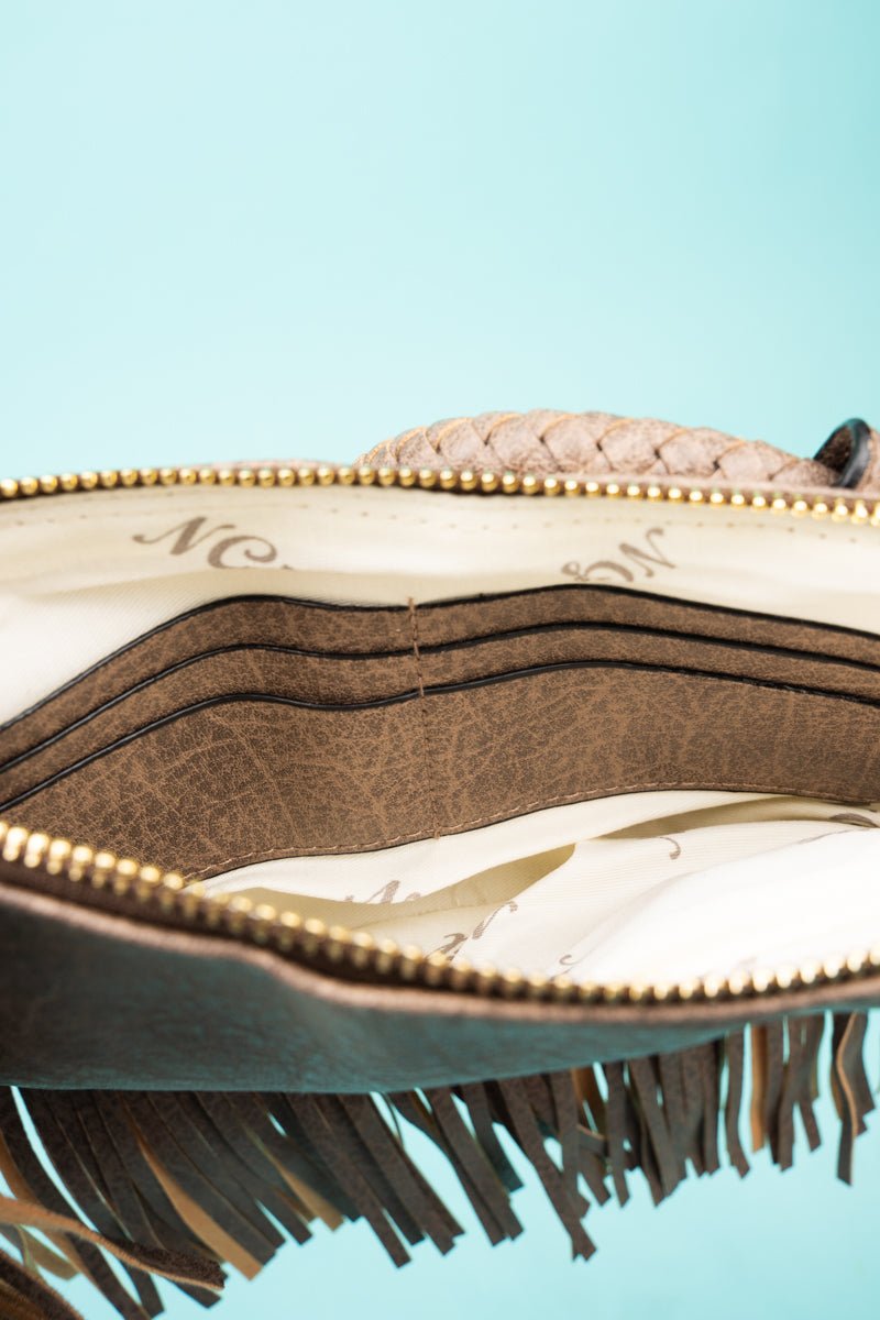 NGIL Taupe Gray Fairleigh Fringe Bangle Clutch - Wholesale Accessory Market