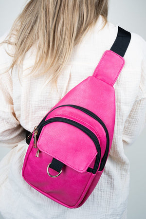 NGIL Hot Pink Faux Leather Small Zoey Sling Bag - Wholesale Accessory Market