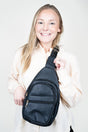 NGIL Black Faux Leather Small Lyla Sling Bag - Wholesale Accessory Market