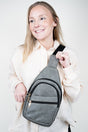 NGIL Dark Gray Faux Leather Small Lyla Sling Bag - Wholesale Accessory Market