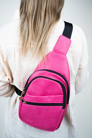NGIL Hot Pink Faux Leather Small Lyla Sling Bag - Wholesale Accessory Market