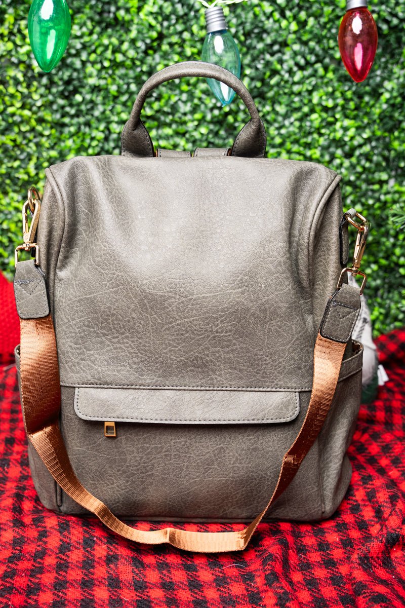 NGIL Dark Gray Faux Leather Anti-Theft Backpack Tote - Wholesale Accessory Market
