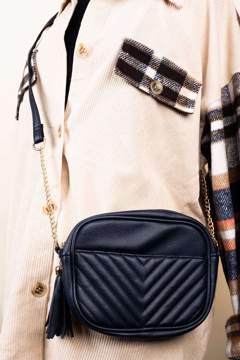 Navy Faux Leather Elly Crossbody | Wholesale Accessory Market