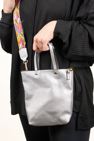 NGIL Silver Faux Leather Gwen Guitar Strap Purse - Wholesale Accessory Market
