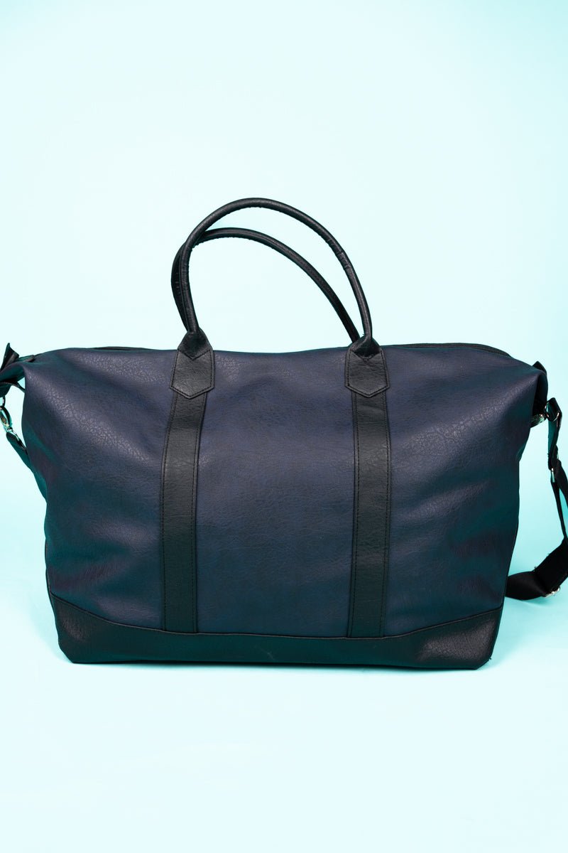 NGIL Navy Faux Leather Weekender - Wholesale Accessory Market