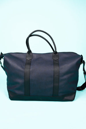 NGIL Navy Faux Leather Weekender - Wholesale Accessory Market