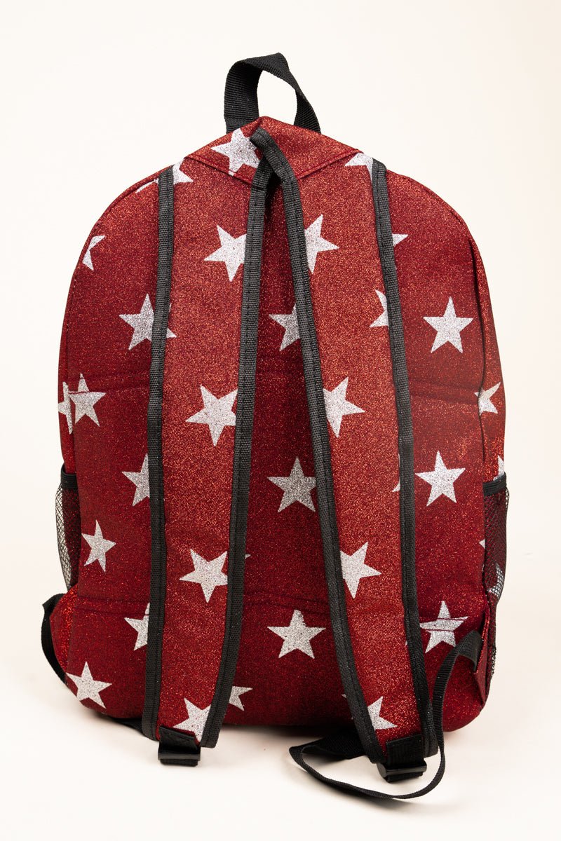 Red Starry Glitz & Glam Large Backpack | Wholesale Accessory Market