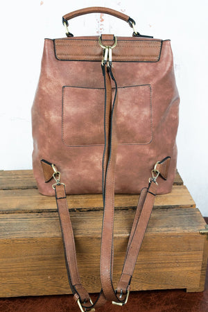 NGIL Mocha Faux Leather Haley Satchel Backpack - Wholesale Accessory Market