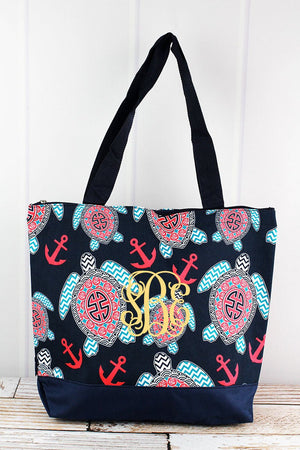 NGIL Preppy Under The Sea with Navy Trim Tote Bag - Wholesale Accessory Market