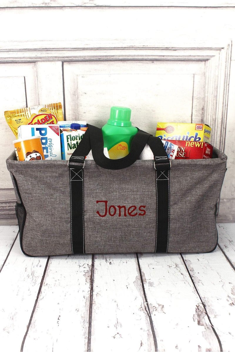 NGIL Steel Gray Crosshatch with Black Trim Collapsible Haul-It-All Basket with Mesh Pockets - Wholesale Accessory Market