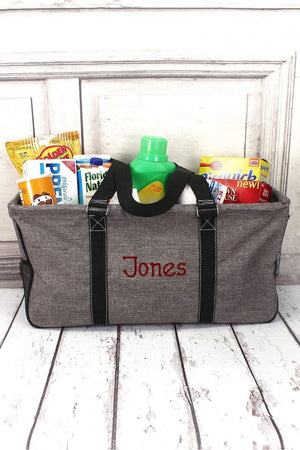 NGIL Steel Gray Crosshatch with Black Trim Collapsible Haul-It-All Basket with Mesh Pockets - Wholesale Accessory Market