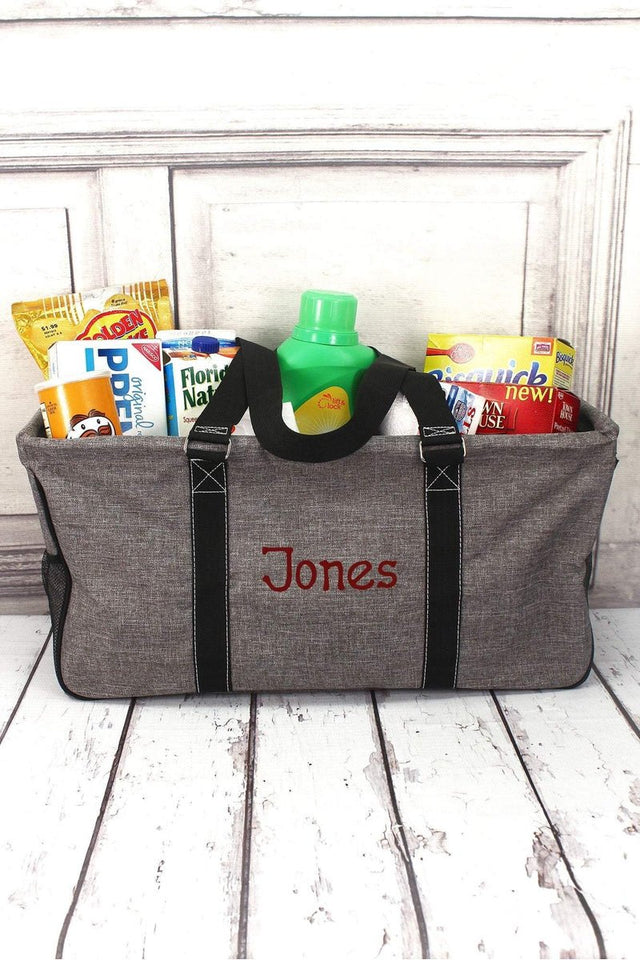 NGIL Steel Gray Crosshatch with Black Trim Collapsible Haul-It-All Basket with Mesh Pockets - Wholesale Accessory Market