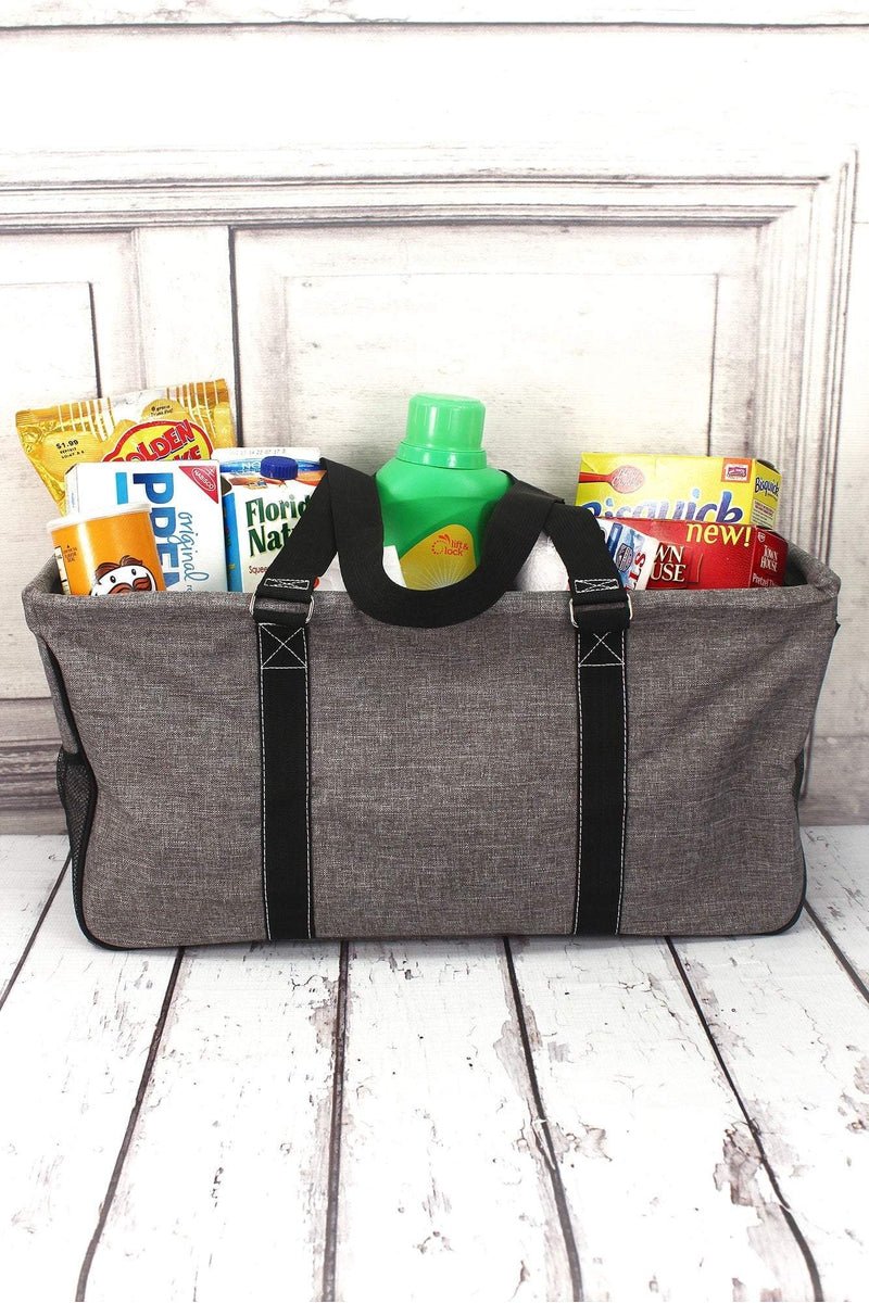 NGIL Steel Gray Crosshatch with Black Trim Collapsible Haul-It-All Basket with Mesh Pockets - Wholesale Accessory Market