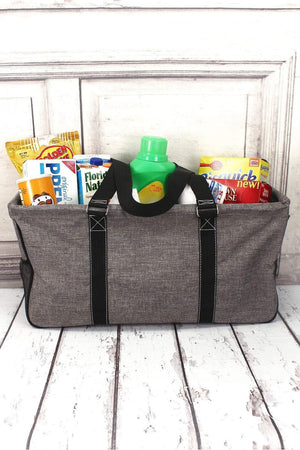 NGIL Steel Gray Crosshatch with Black Trim Collapsible Haul-It-All Basket with Mesh Pockets - Wholesale Accessory Market
