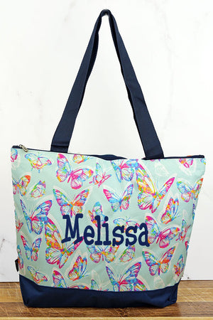 NGIL Butterfly Prism with Navy Trim Tote Bag - Wholesale Accessory Market