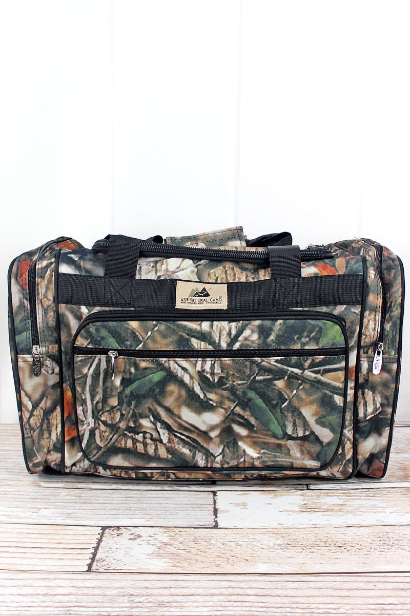 Natural Camo Duffle Bag with Black Trim 20" Wholesale Accessory Market