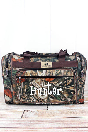 NGIL Natural Camo Duffle Bag with Brown Trim 20" - Wholesale Accessory Market