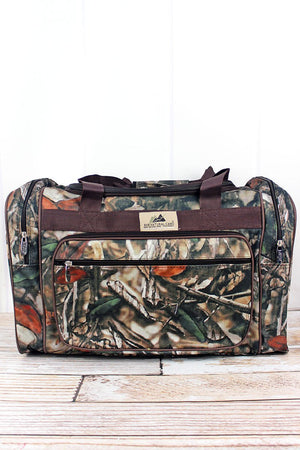 NGIL Natural Camo Duffle Bag with Brown Trim 20" - Wholesale Accessory Market