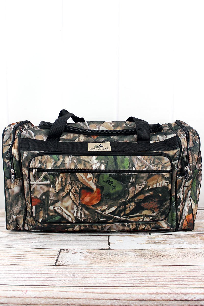 Natural Camo Duffle Bag with Black Trim 23" Wholesale Accessory Market