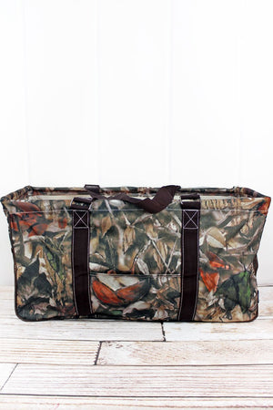 NGIL Natural Camo with Brown Trim Collapsible Haul-It-All Basket with Mesh Pockets - Wholesale Accessory Market