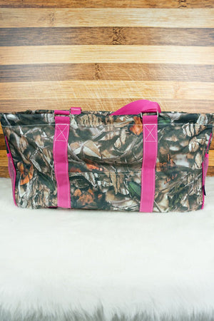 NGIL Natural Camo with Hot Pink Trim Collapsible Haul-It-All Basket with Mesh Pockets - Wholesale Accessory Market